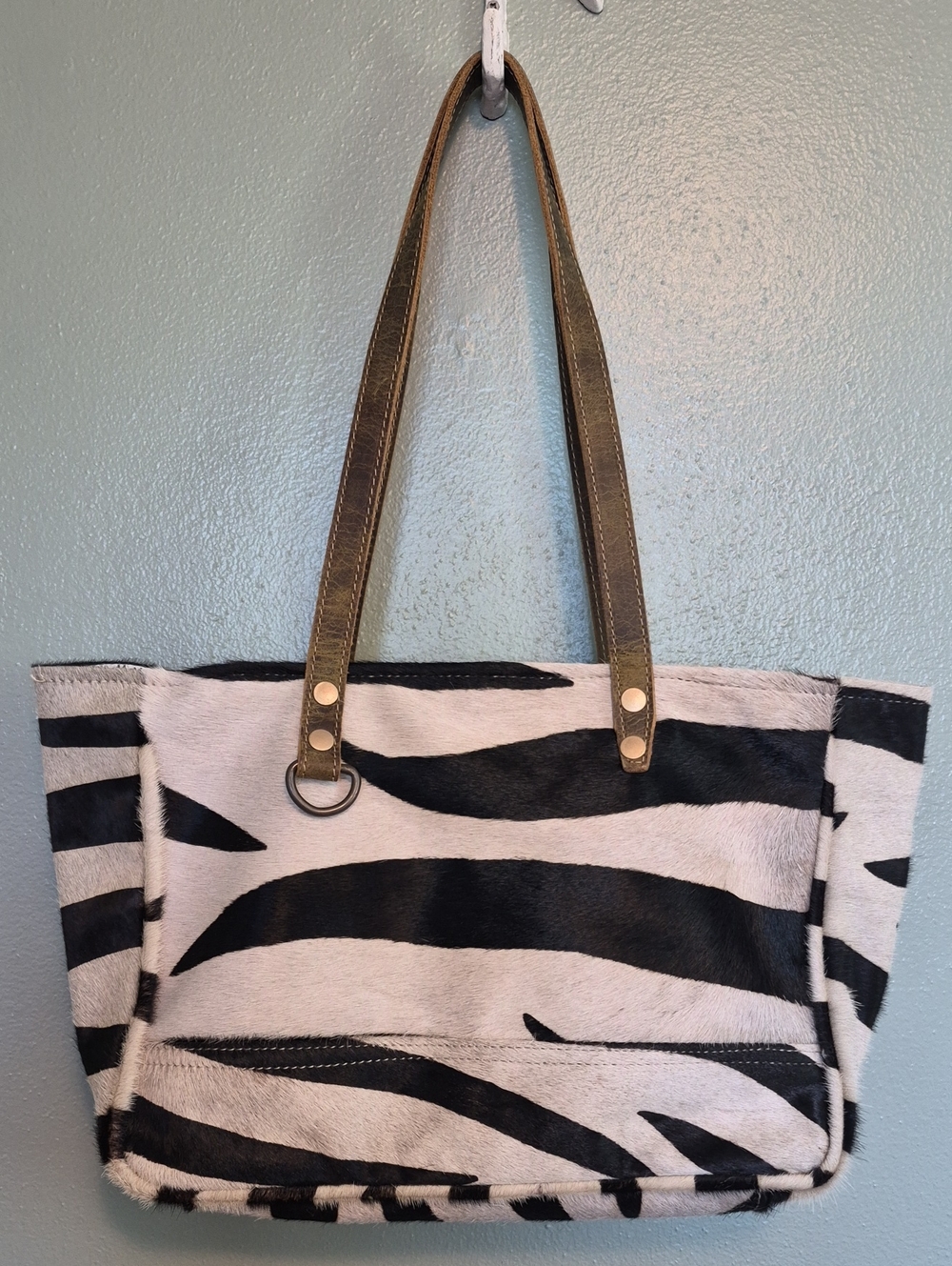 Myra Bag Zebra Print Leather Shoulder Bag - Picture 2 of 7